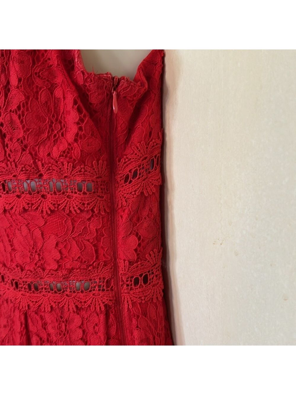 NSR Red lace tea length dress size S - Picture 11 of 13